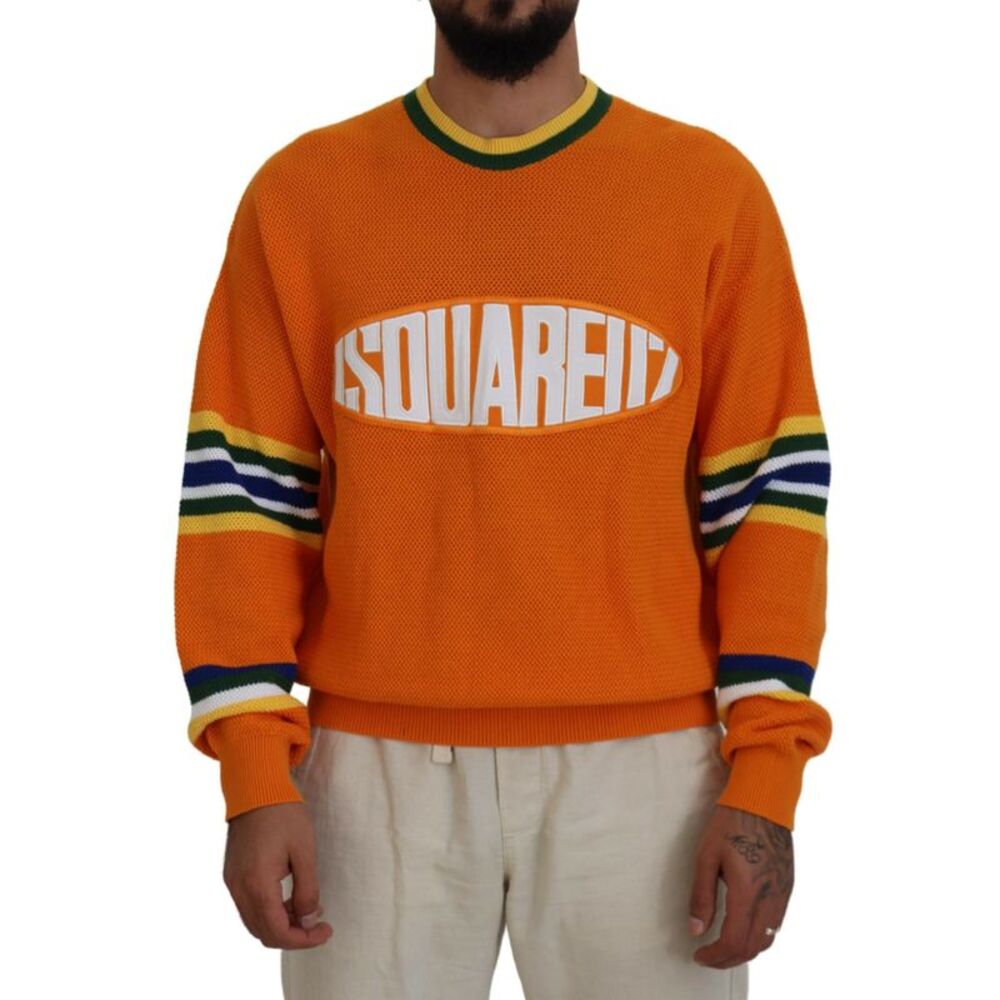 Dsquared² Orange Printed Long Sleeves Men Pullover Men's Sweater